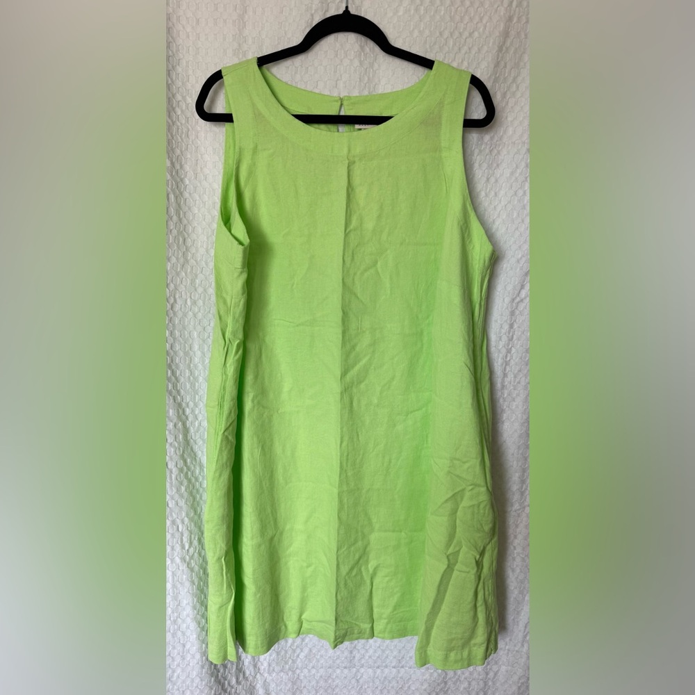 A New Day Lime Green Sleeveless Shift Dress Linen Blend XXL NWT - Picture 2 of 5